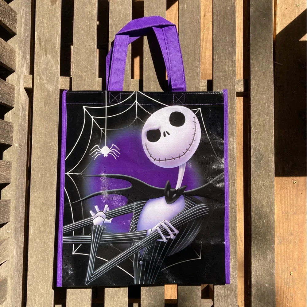 Disney Jack Skellington Spider Web Purple Black Tote Bag New